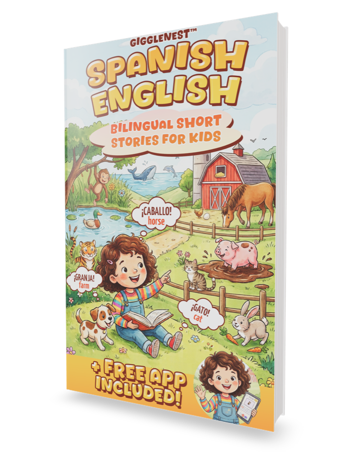 GiggleNest Spanish-English Bilingual Short Stories for Kids hardcover book